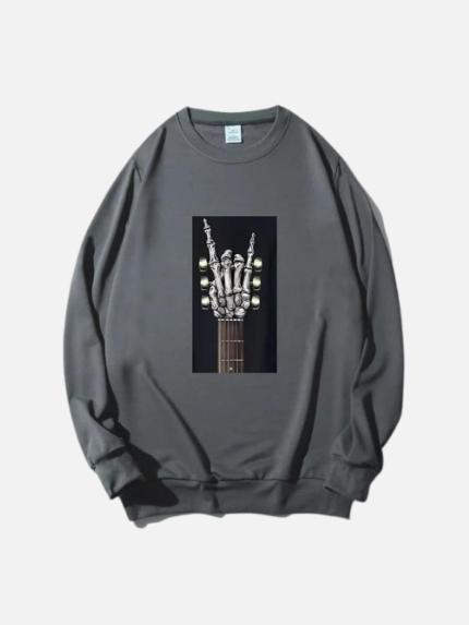 Trendy Guitar Print Men's  Pullover Sweatshirt