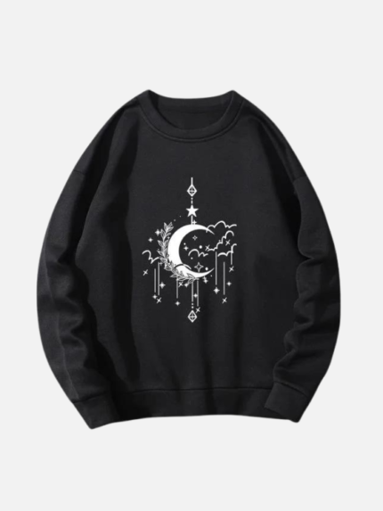 Moon Print Thermal Lined Sweatshirt