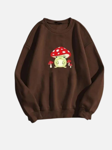 Cartoon Face Print Thermal Lined Sweatshirt